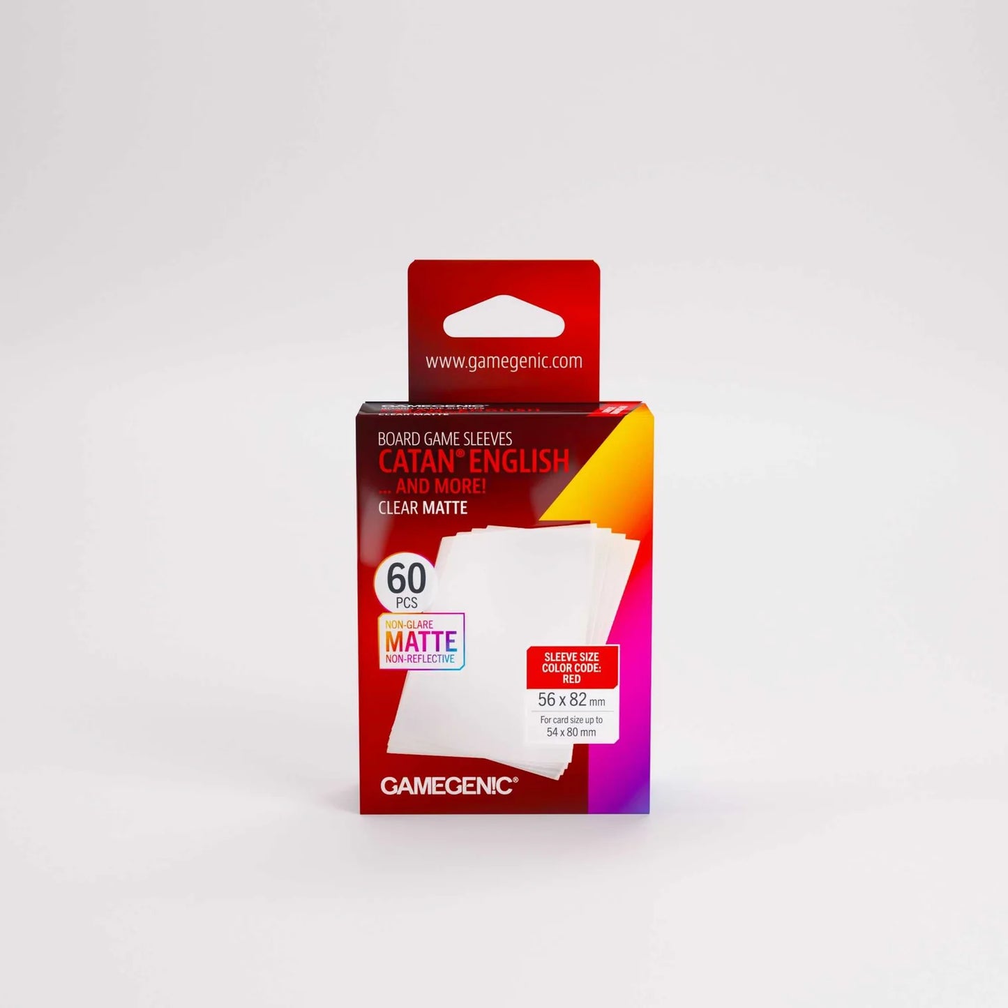 Box of Gamegenic Catan English board game sleeves on a white background
