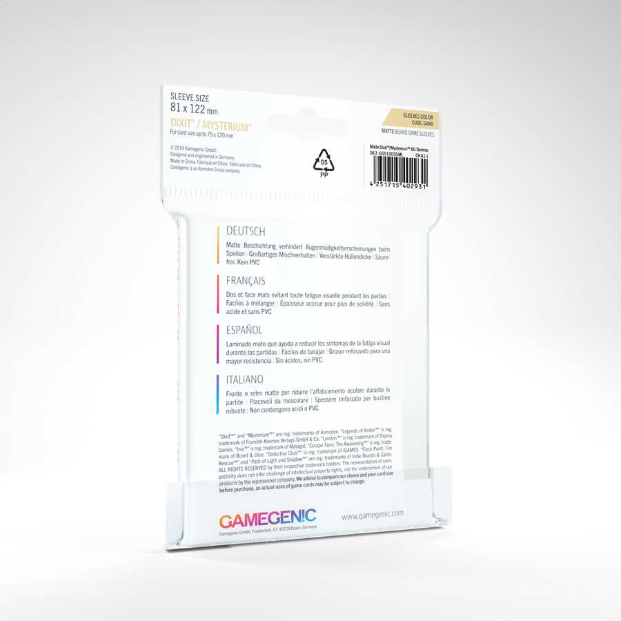 White card with text and Gamegenic logo on a white background