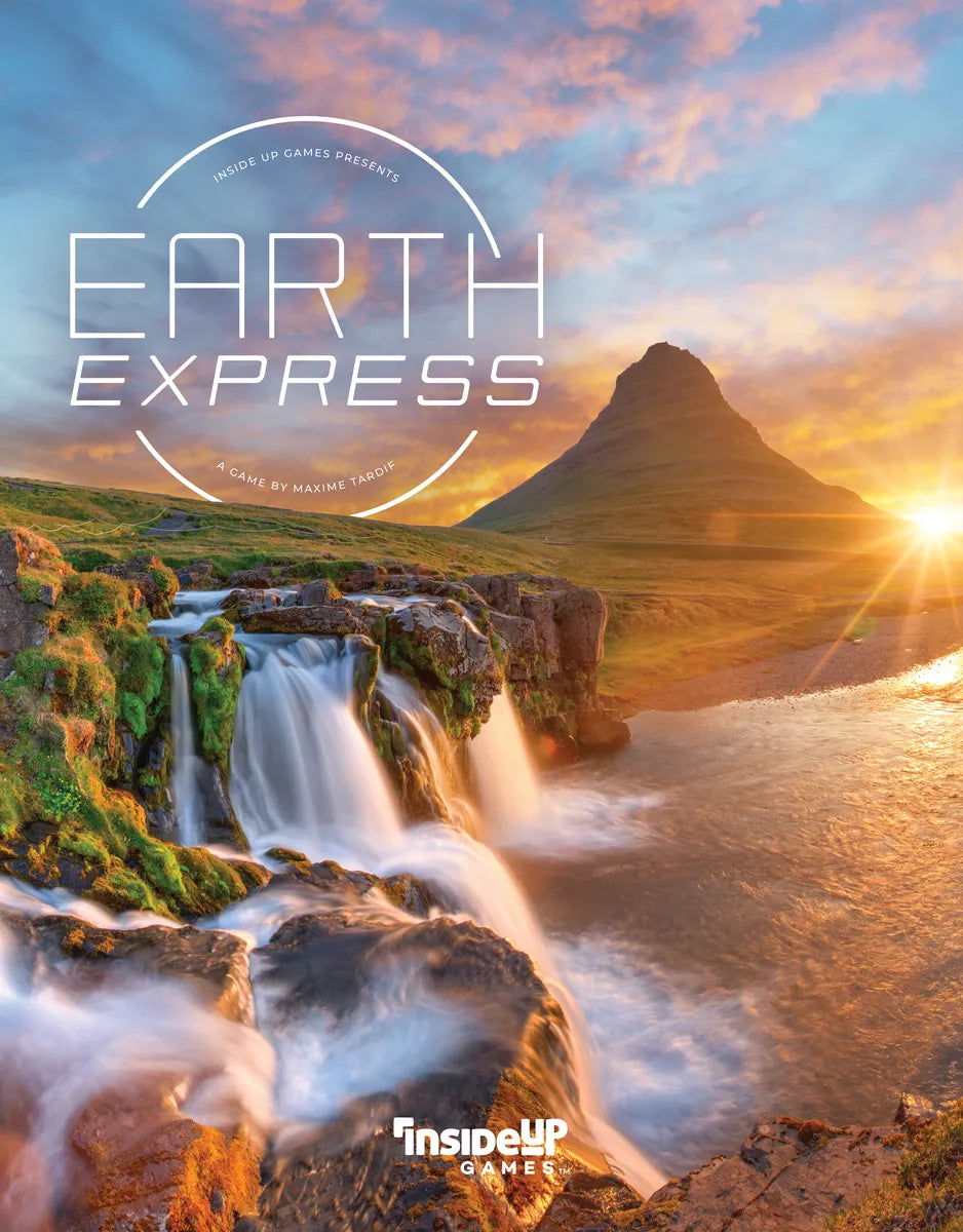 Cover of 'Earth Express' game by InsideOut Games with a scenic waterfall and mountain landscape.