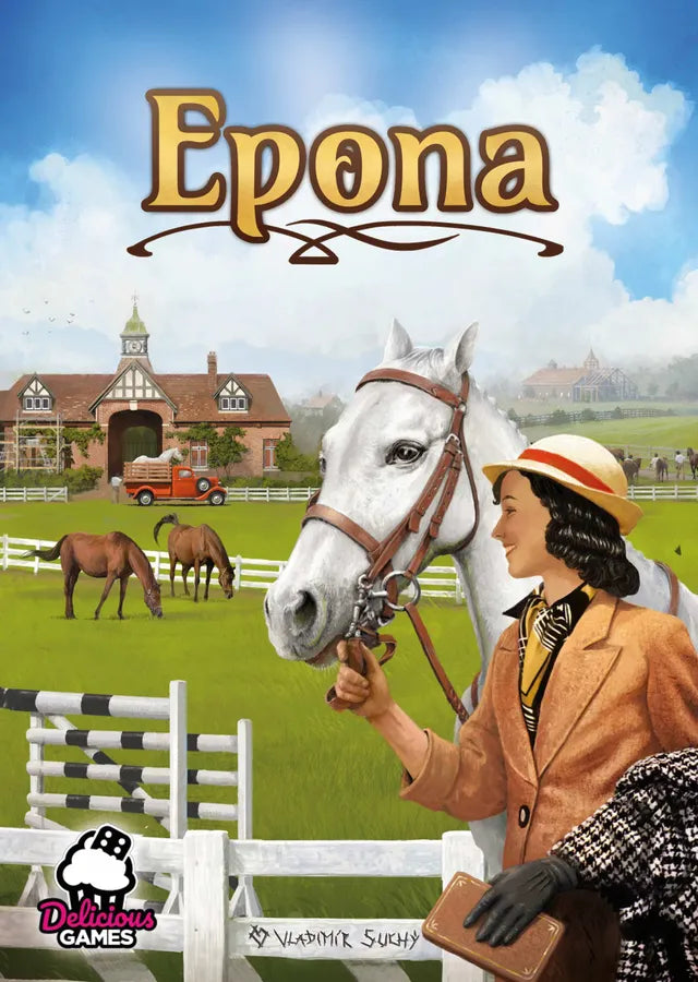 Epona Board Game pictured with a horse- Clownfish Games
