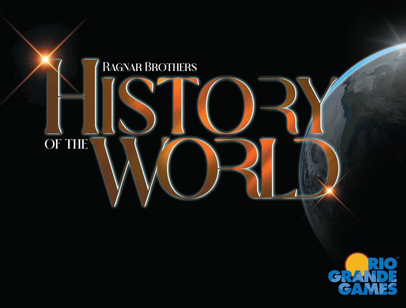 Title card for 'History of the World' by Ragnar Brothers with a globe and Rio Grande Games logo.