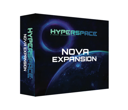 Hyperspace Nova Expansion game box with space-themed design