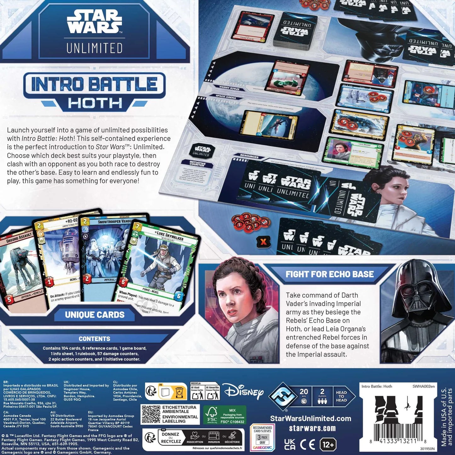 Star Wars Unlimited Intro Battle Hoth game packaging with cards and figures.