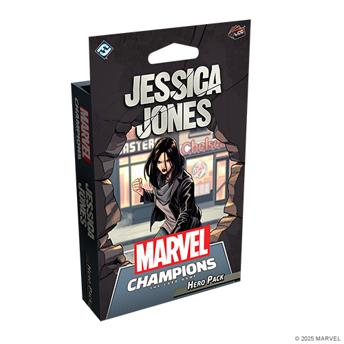 Marvel Champions hero pack packaging featuring Jessica Jones on a white background