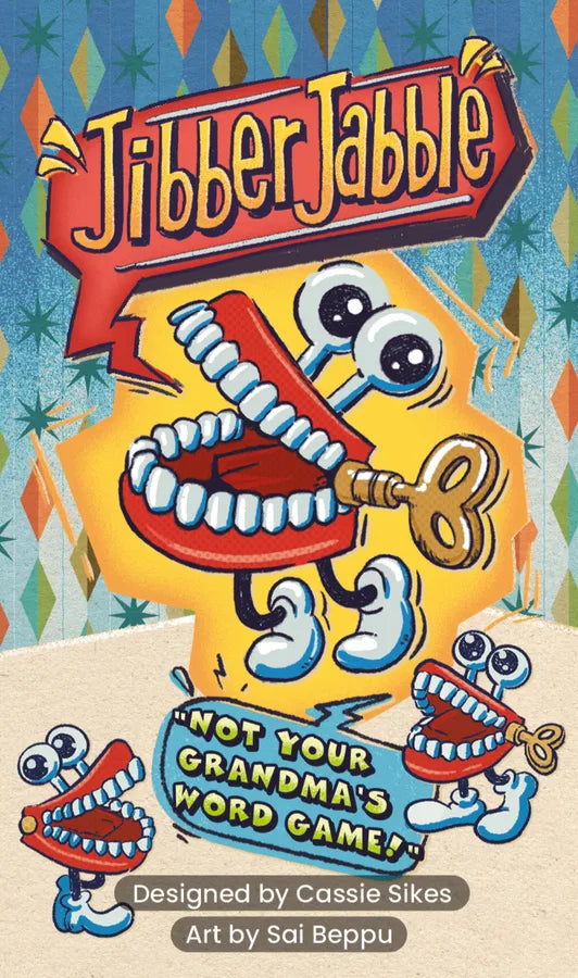 Cover of 'Jibber Jabble' game with cartoon mouth design and colorful background