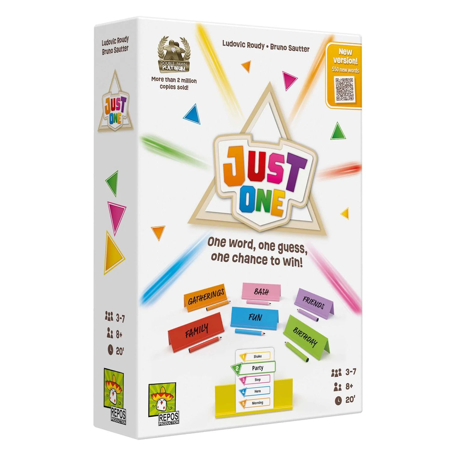 Box of 'Just One' game with colorful design and text on a white background