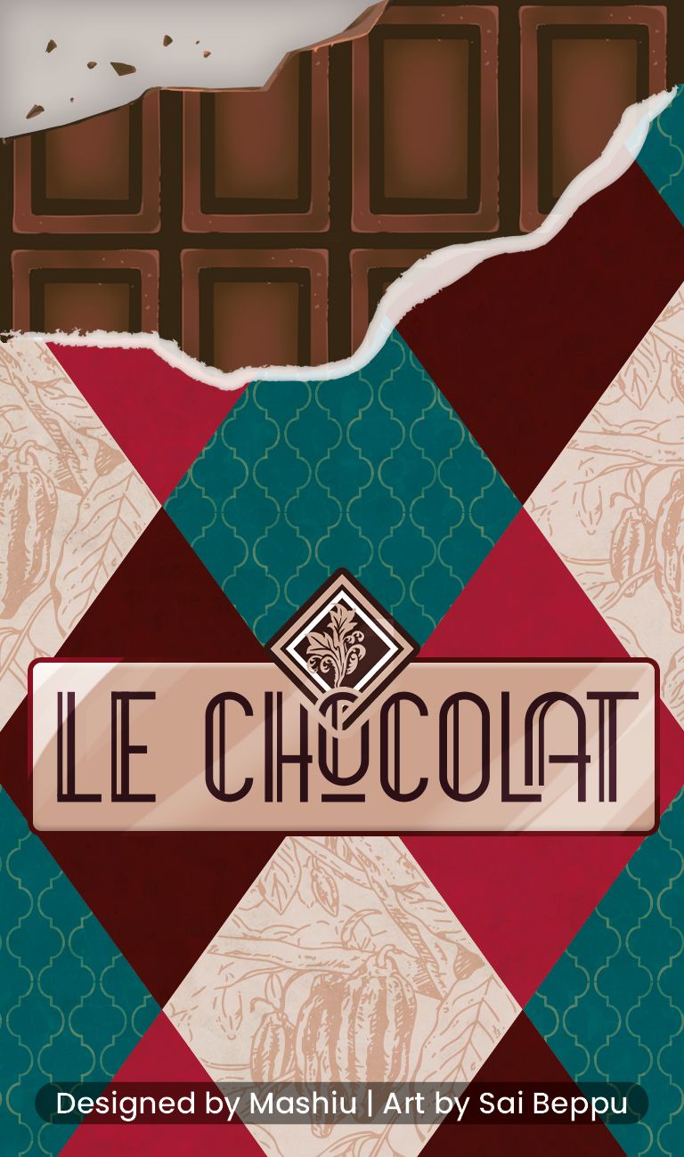 Chocolate bar with geometric pattern and 'Le Chocolat' branding