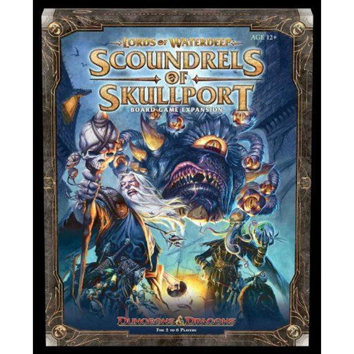 Board game expansion pack cover titled 'Scoundrels of Skullport' for Lords of Waterdeep series.