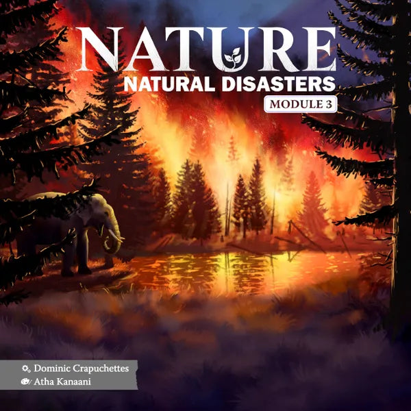 Book cover of 'Nature: Natural Disasters' module 3 with a forest fire scene.