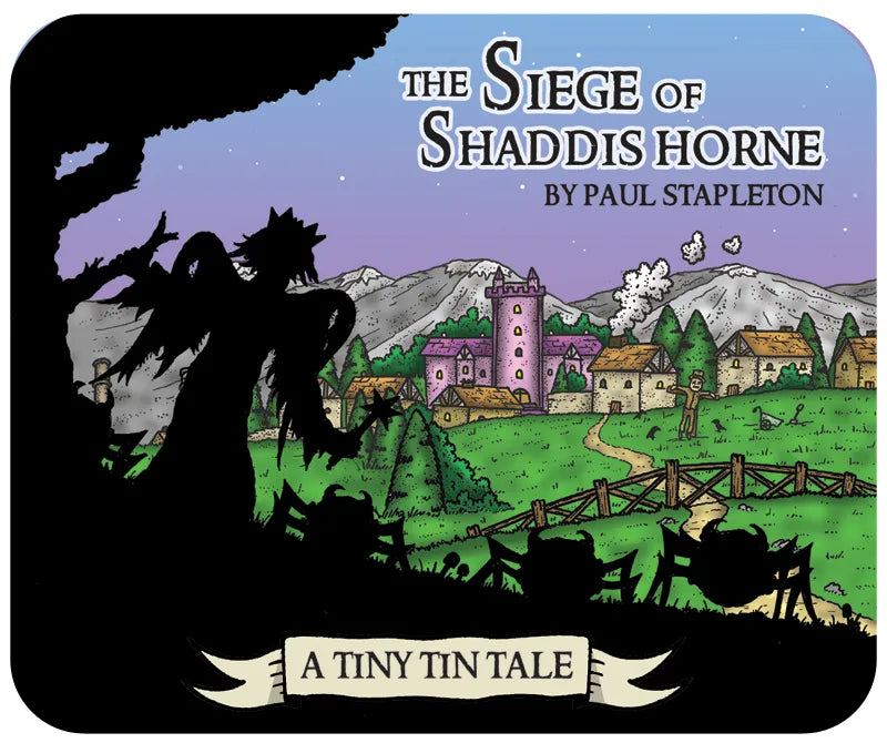 Book cover of 'The Siege of Shaddis Horne' by Paul Stapleton with a silhouette and castle illustration.