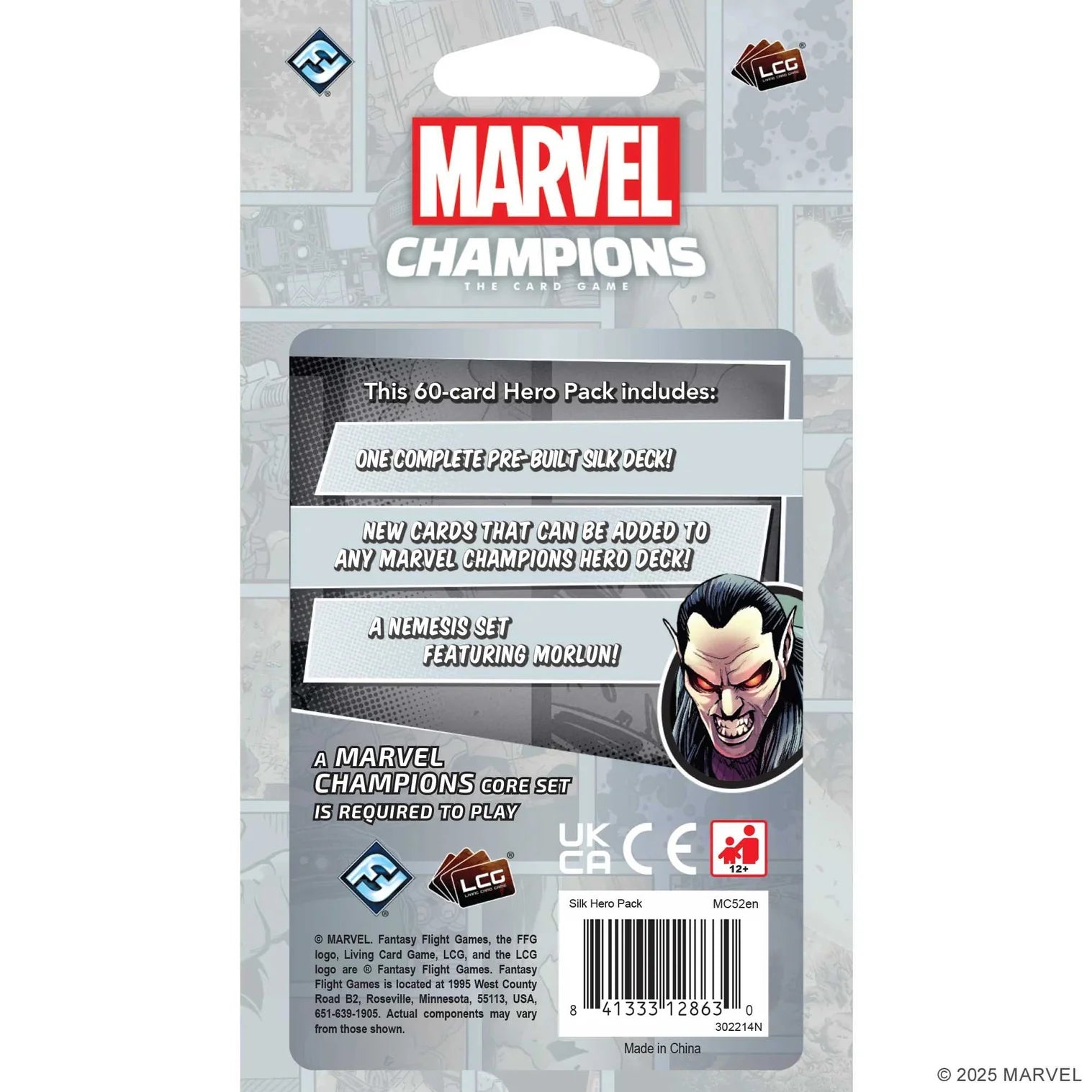 Marvel Champions card game hero pack packaging with Marvel logo and character illustration.