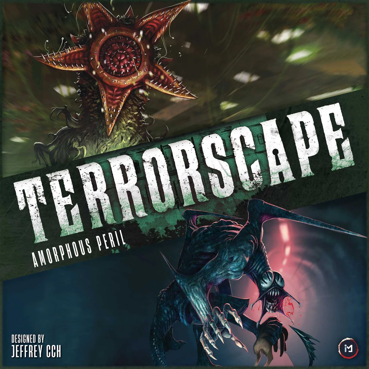 Terrorscape board game box with a dragon and creature illustration on a dark background