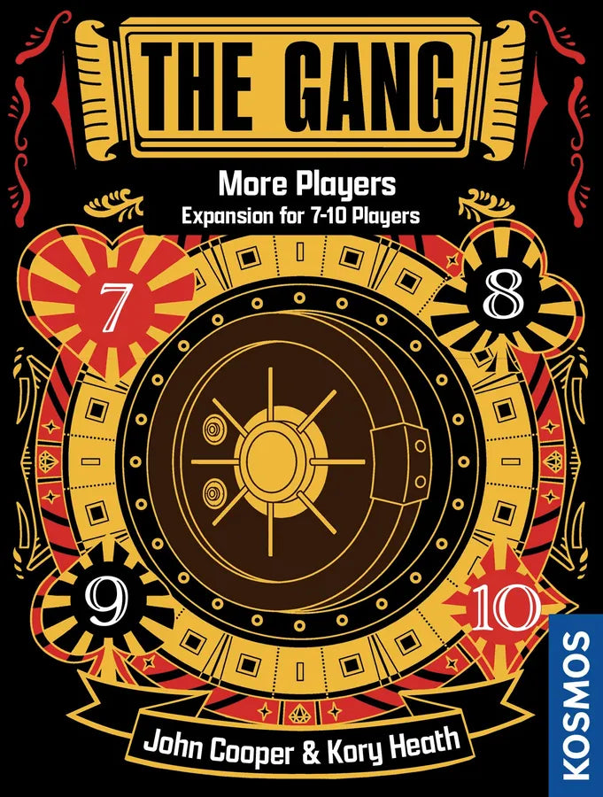 Game expansion pack cover for 'The Gang' with numbers 7, 8, and 10 on a black background.