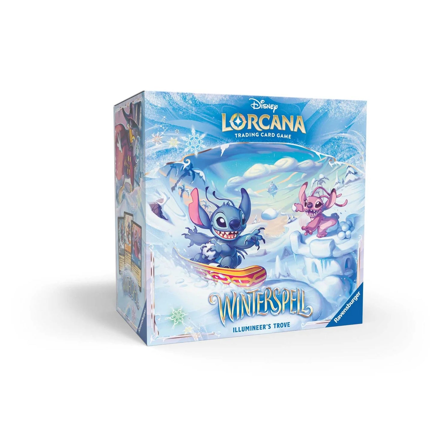Trading card game box featuring Disney Lorcana and Stitch on a white background