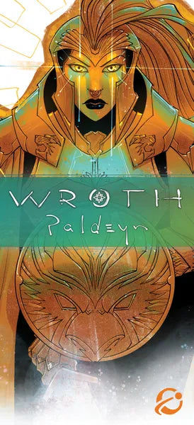 Comic book cover with a character and the title 'Wroth Paldeyn' on a gradient background.