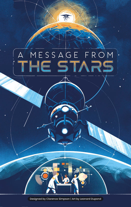 Book cover of 'A Message from the Stars' with space-themed design and spacecraft illustration.