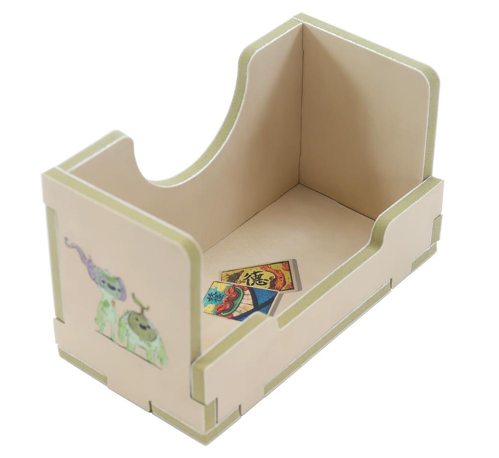 Beige pet bed with cartoon designs on a white background