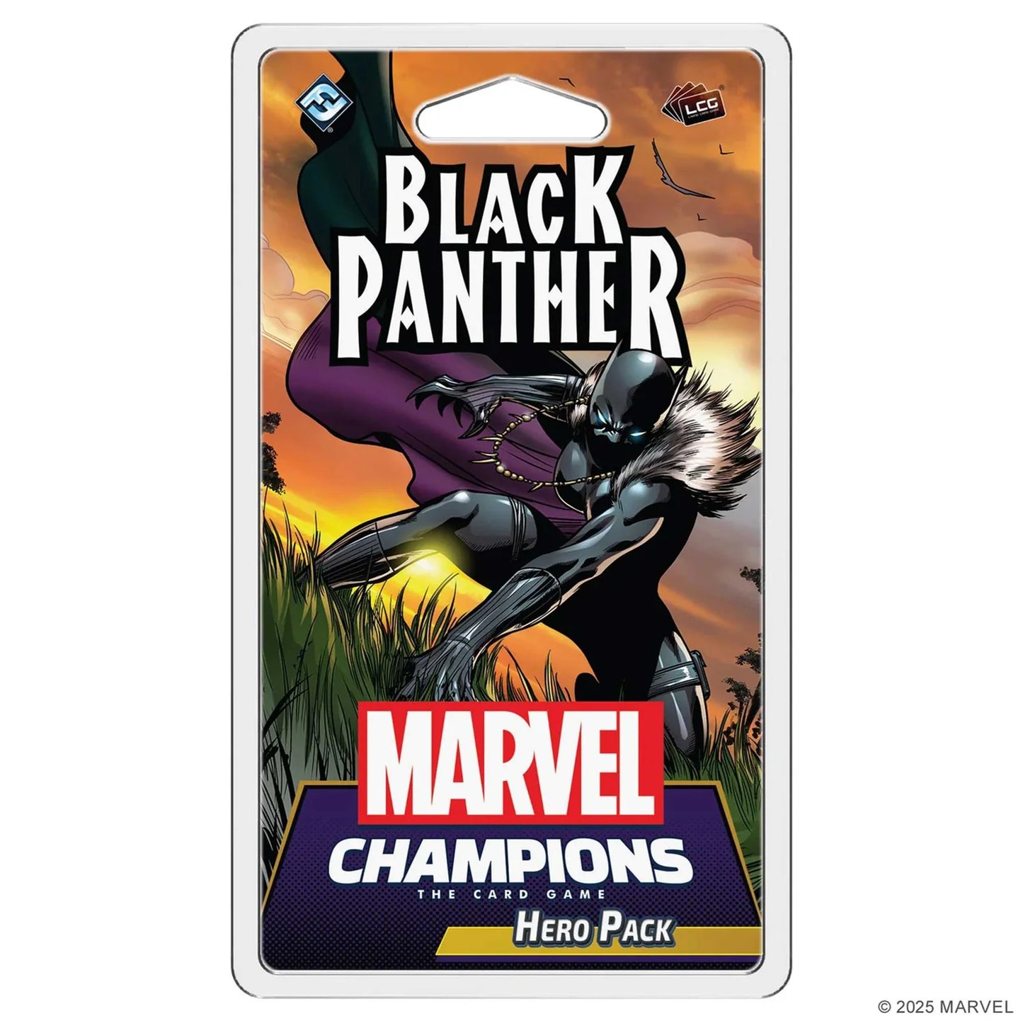 Marvel Champions card game hero pack with Black Panther on a white background