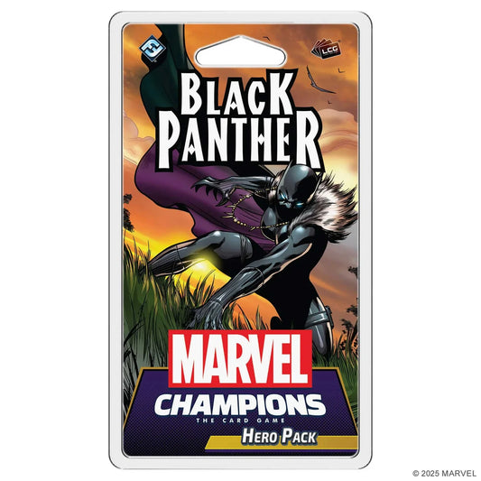 Marvel Champions card game hero pack with Black Panther on a white background