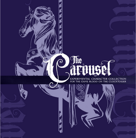 Design of a carousel with stylized text 'The Carousel' on a dark background