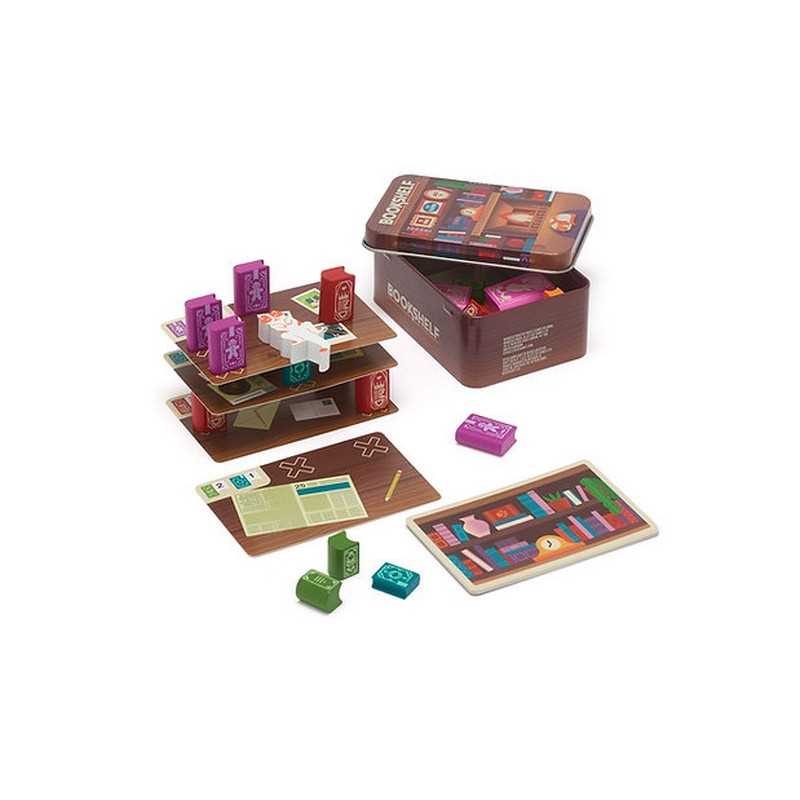 Board game set with pieces and instructions on a white background