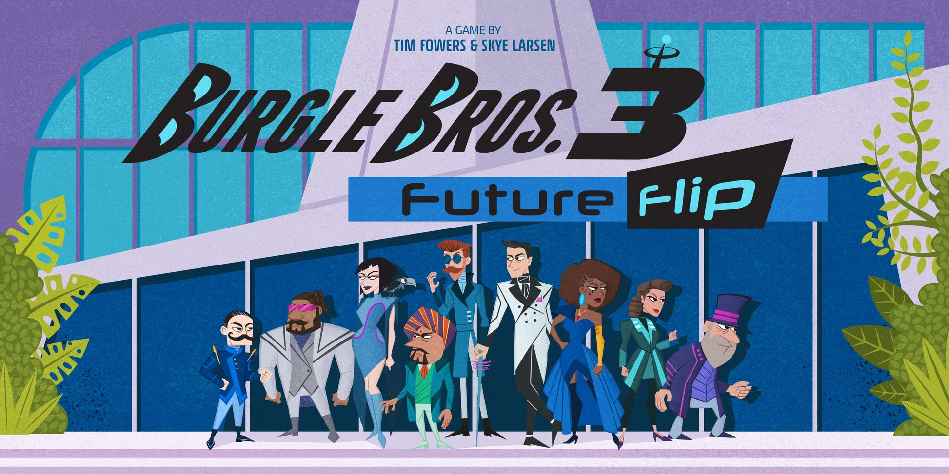 Cover of 'Burgle Bros. 3: Future Flip' with animated characters in front of a building.