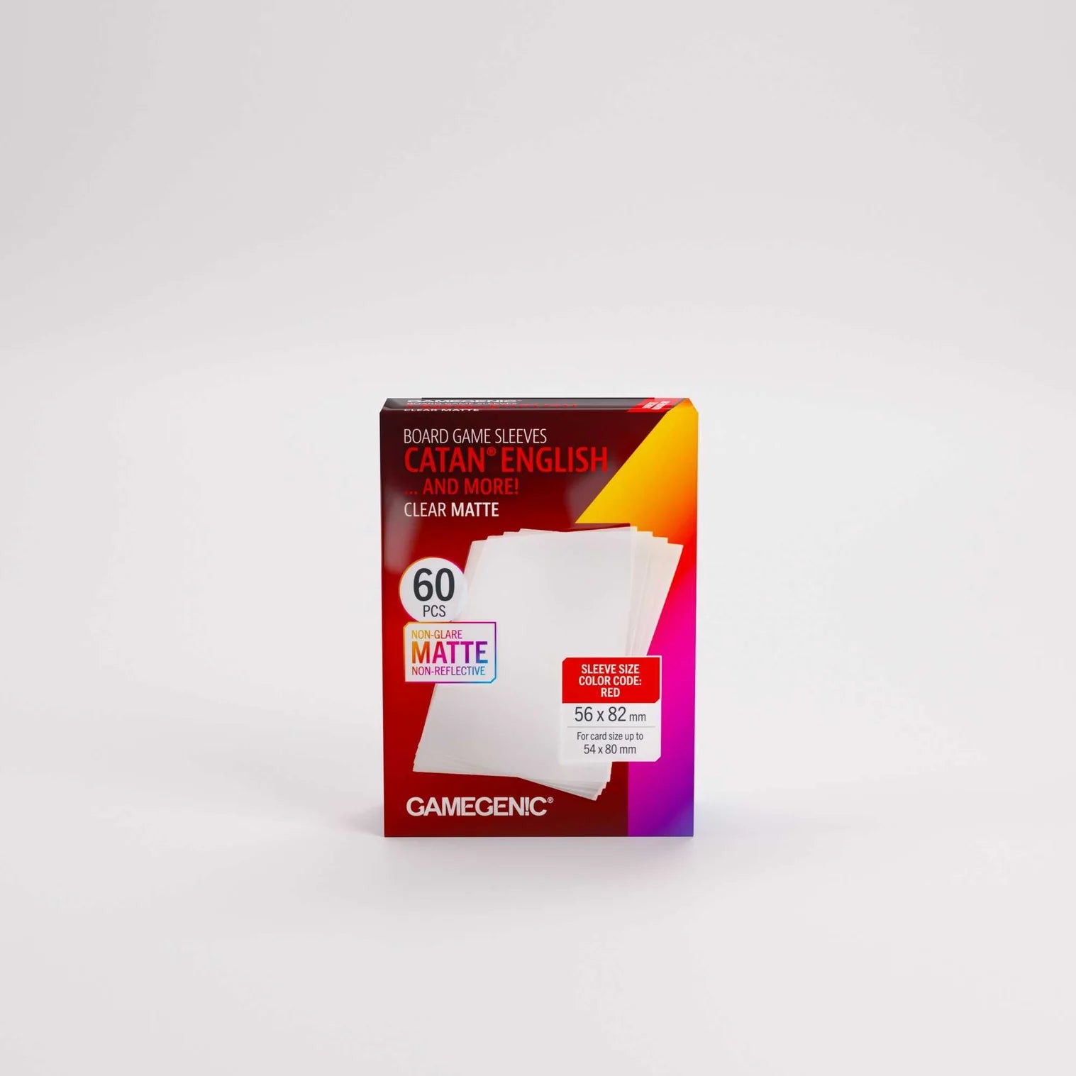 Box of Gamegenic Catan English board game sleeves on a white background