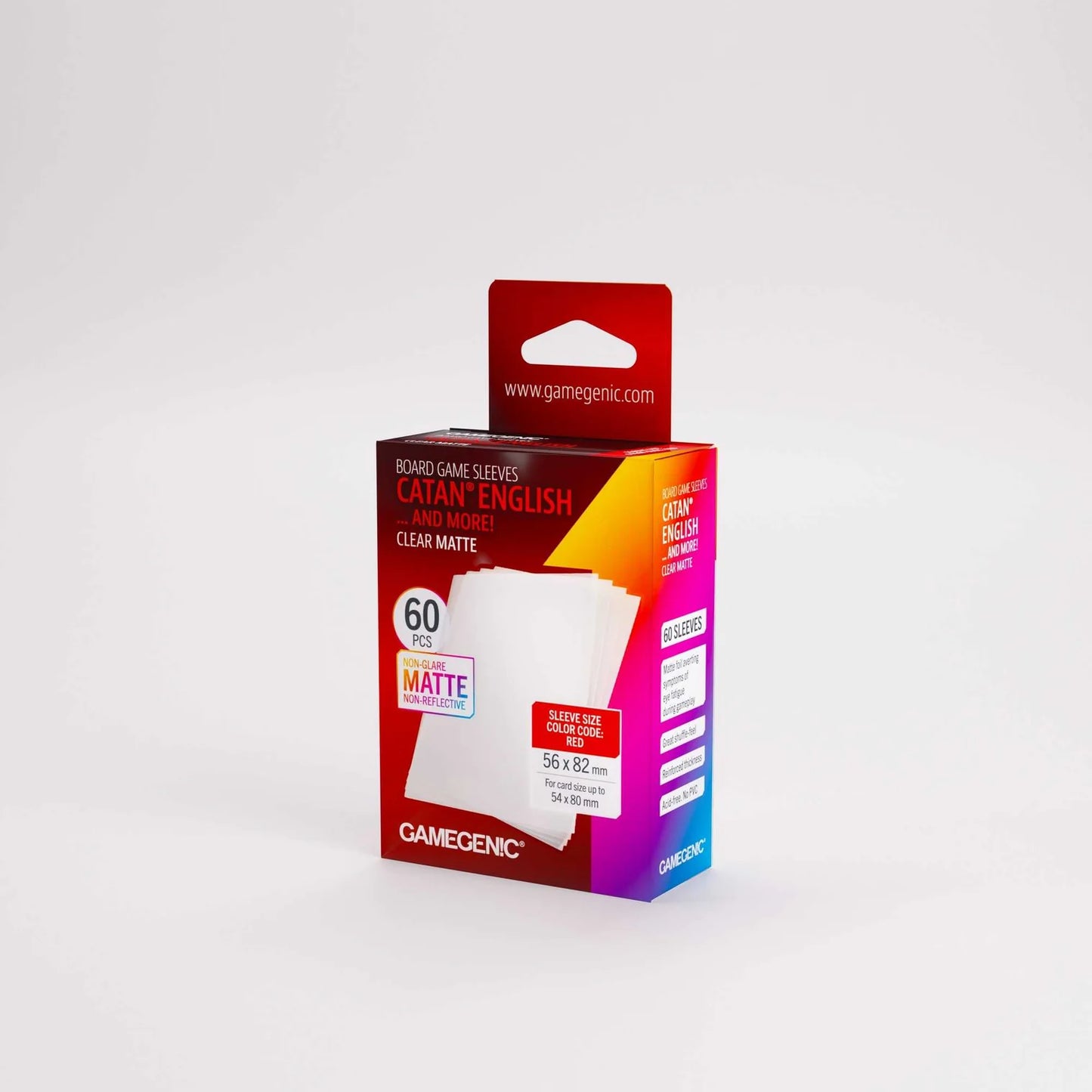 Box of Gamegenic Catan English board game sleeves on a white background