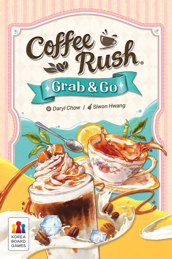 Coffee Rush Grab & Go game box with coffee cups and cream on a colorful background