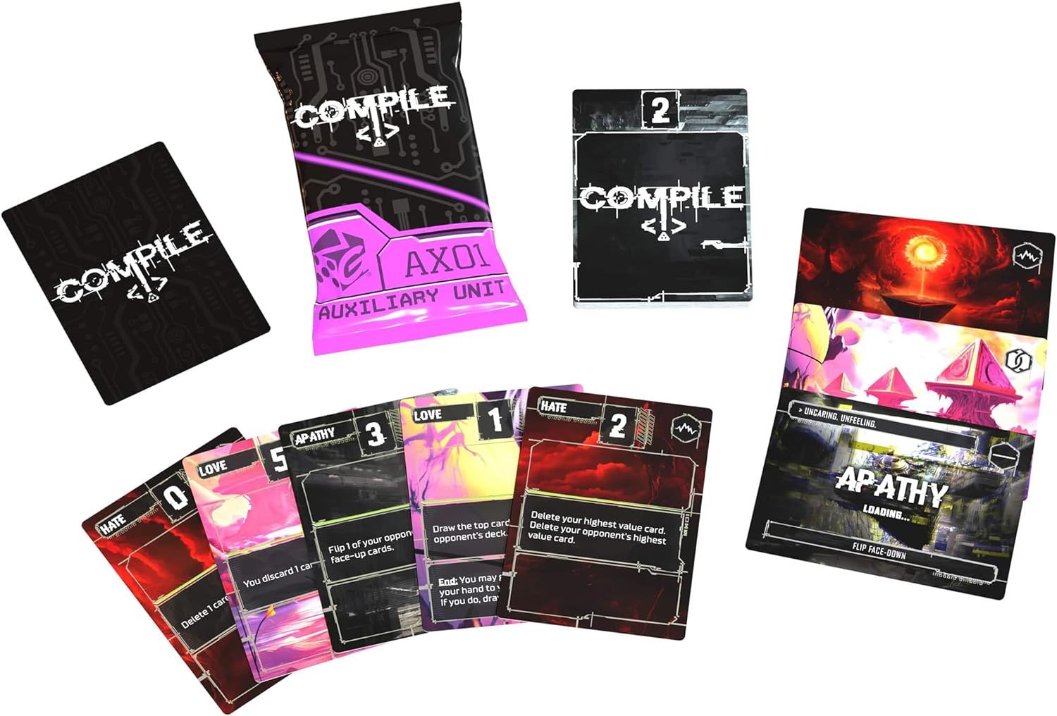 Compile Card Example Compile Card Game: Aux 1 Expansion – Clownfish Games