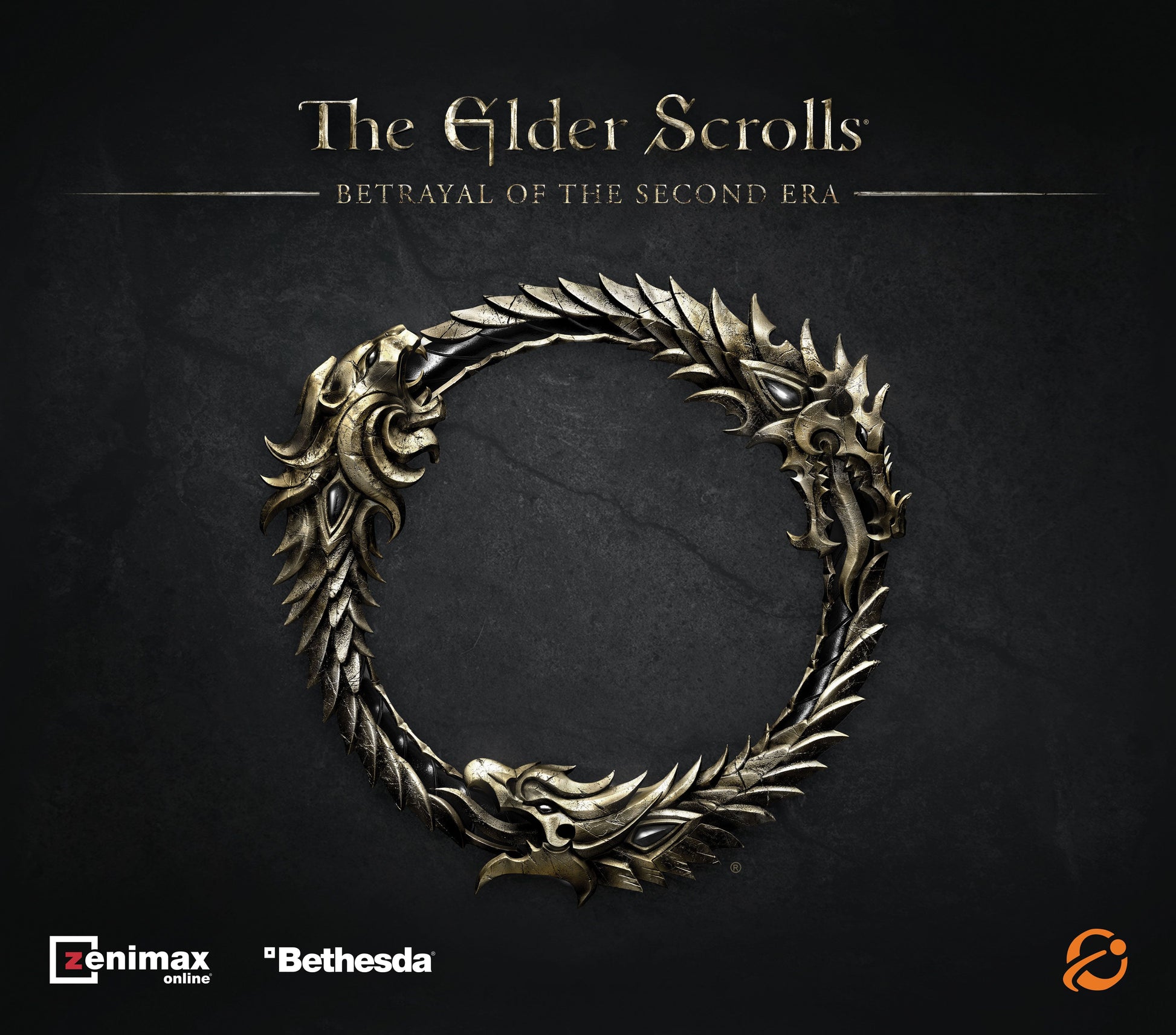 Decorative wreath with dragon design on a dark background, featuring 'The Elder Scrolls' branding.
