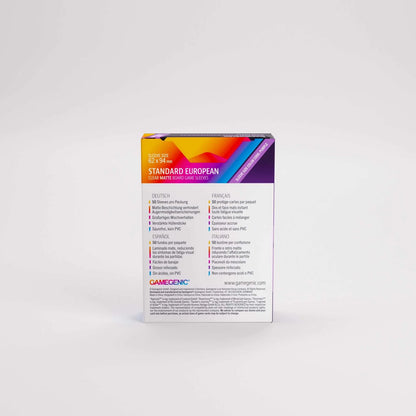 Box of Standard European clear matte game cards on a white background