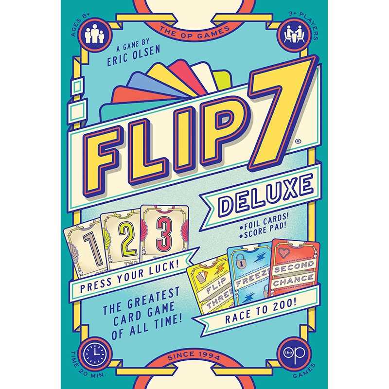 Flip 7 Deluxe game box with colorful design and text