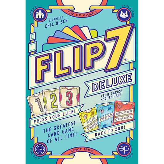 Flip 7 Deluxe game box with colorful design and text