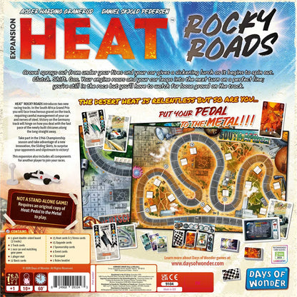 Board game expansion pack for 'Heat' titled 'Rocky Roads' by Days of Wonder.