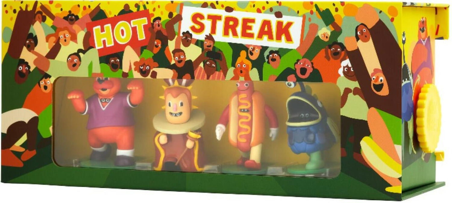 Toy figure set in a colorful box with cartoon characters and 'Hot Streak' text.