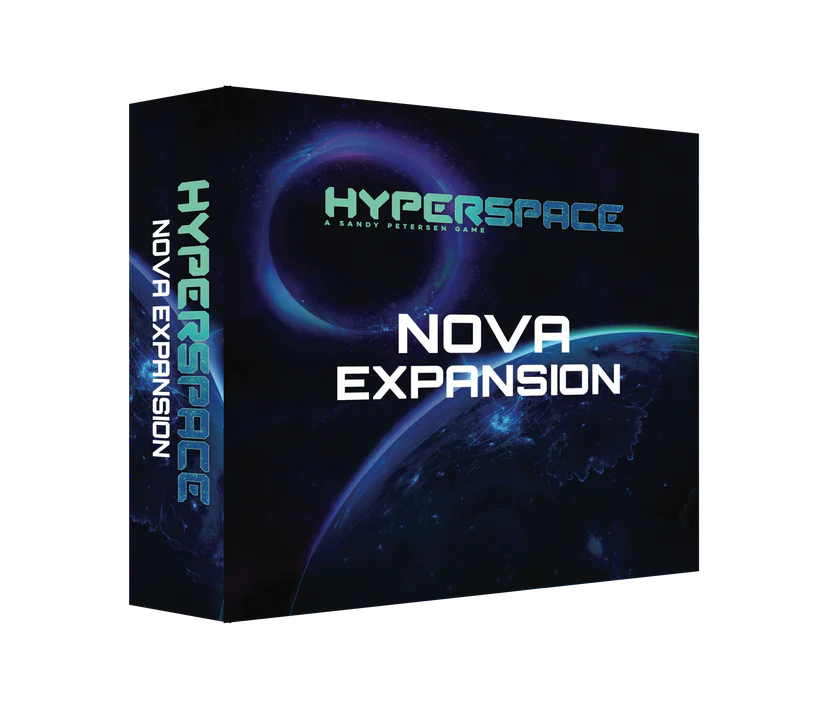Hyperspace Nova Expansion game box with space-themed design