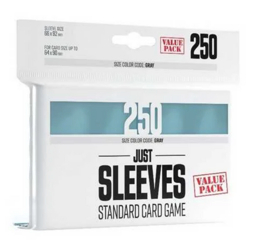 Pack of Just Sleeves for standard card games with 250 count on a white background