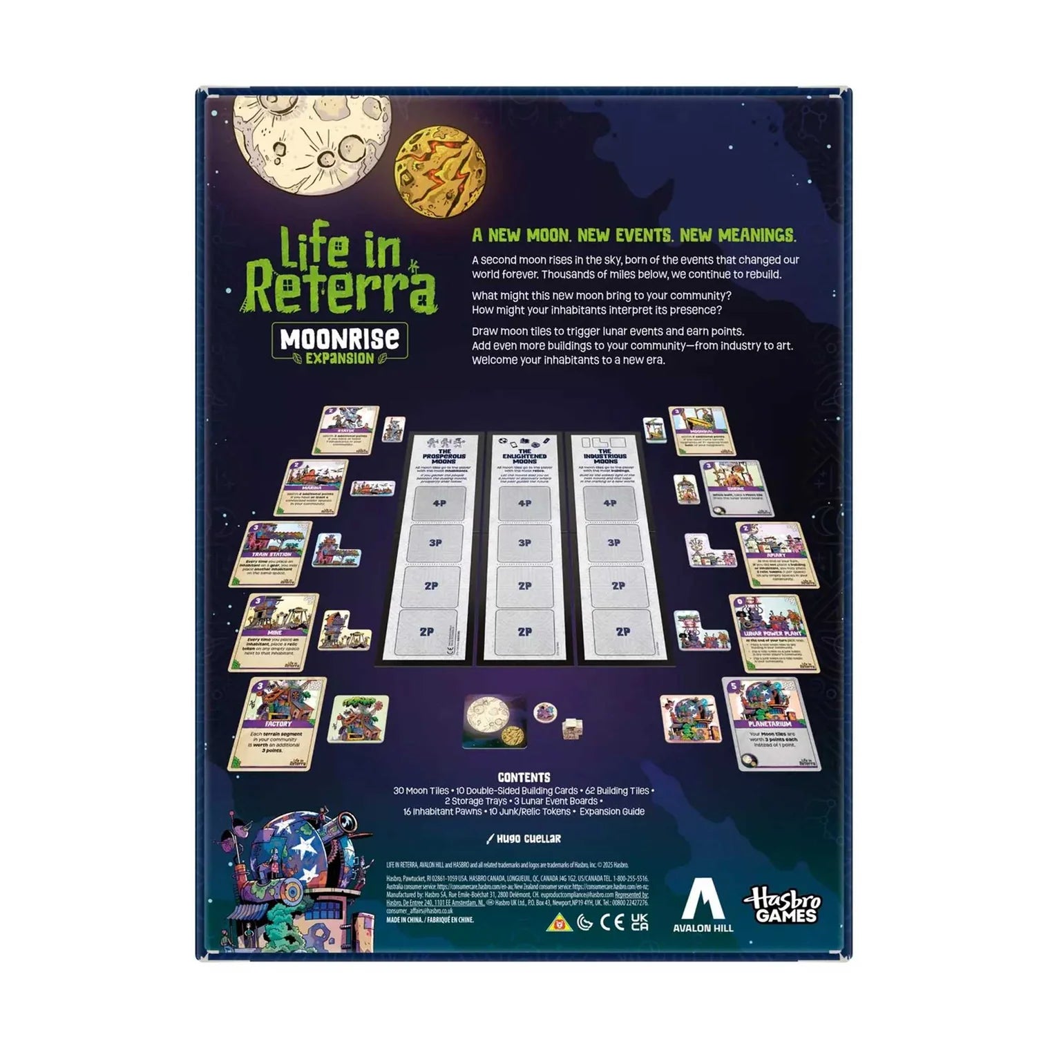 Back of a board game box for 'Life in Reterra' with game components and text.