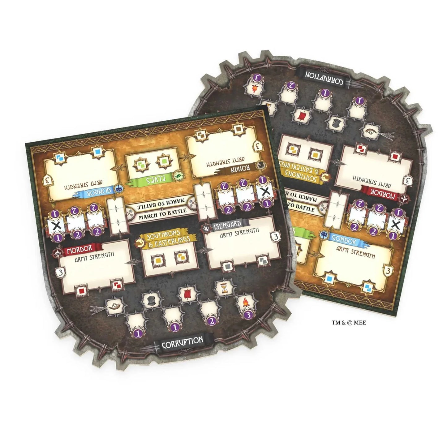 Two game boards with detailed layouts on a white background