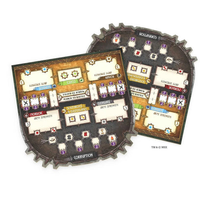Two game boards with detailed layouts on a white background