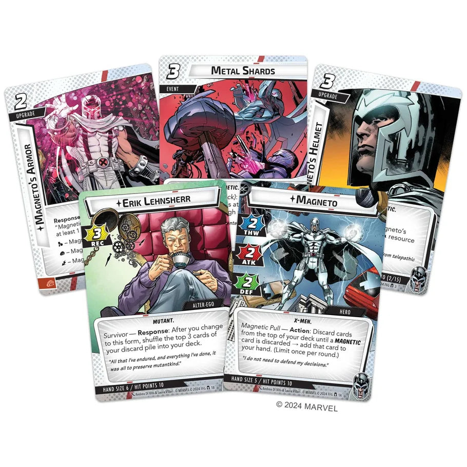 Collection of Marvel-themed trading cards featuring various characters on a white background.