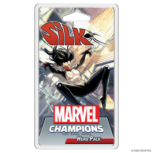 Marvel Champions hero pack with character artwork and Marvel logo on a white background