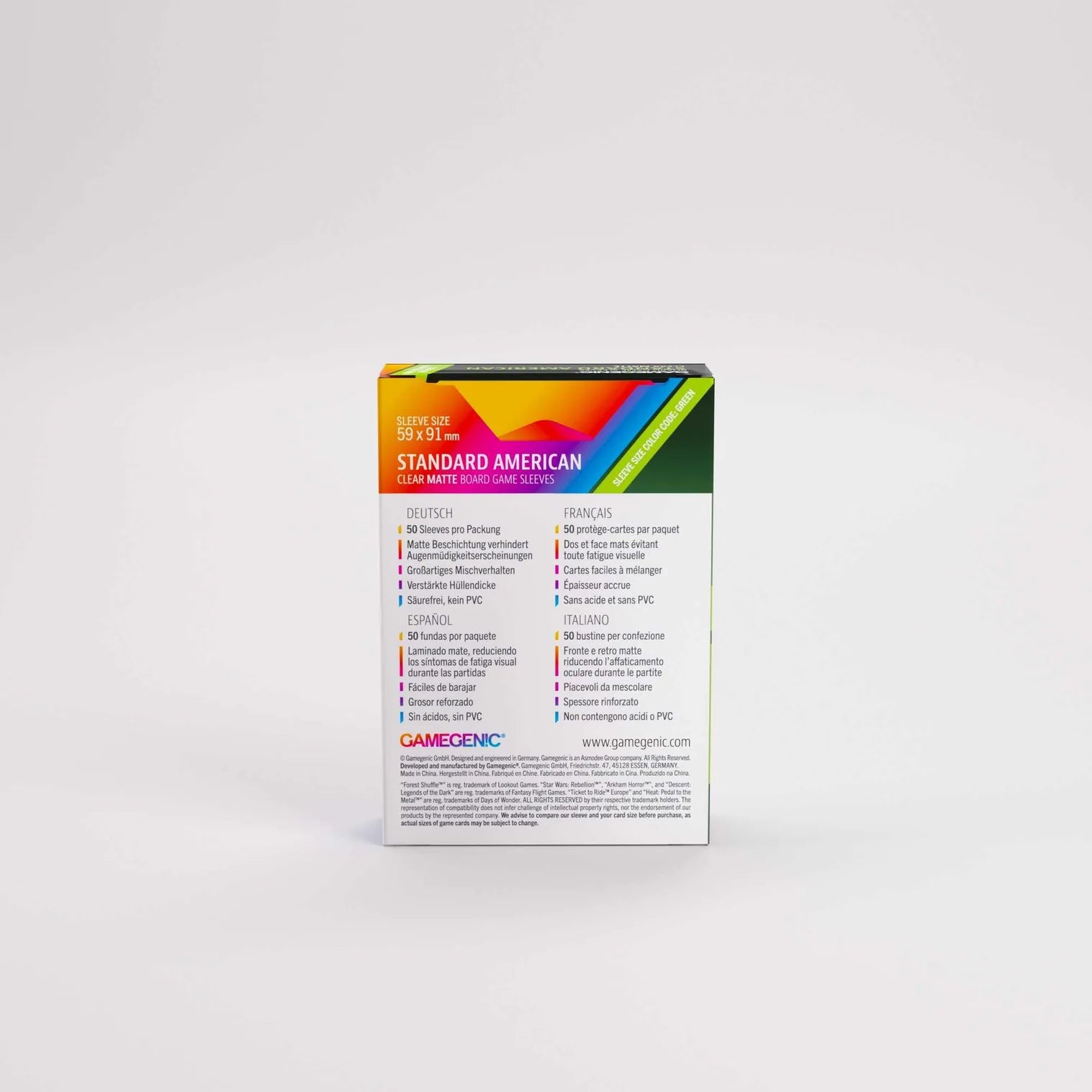Gamegenic Standard American playmat packaging on a white background