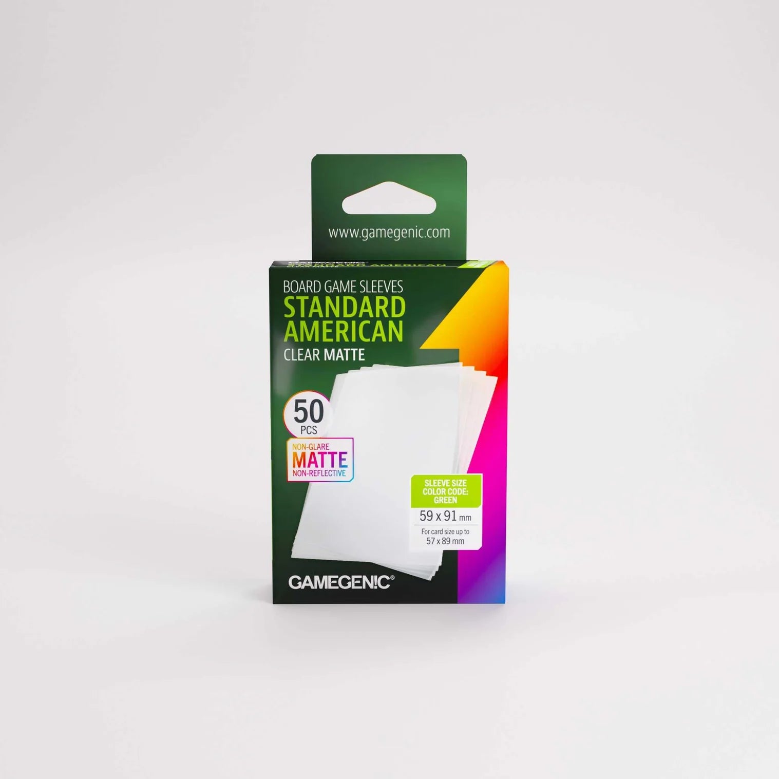 Box of Gamegenic Standard American board game sleeves on a white background