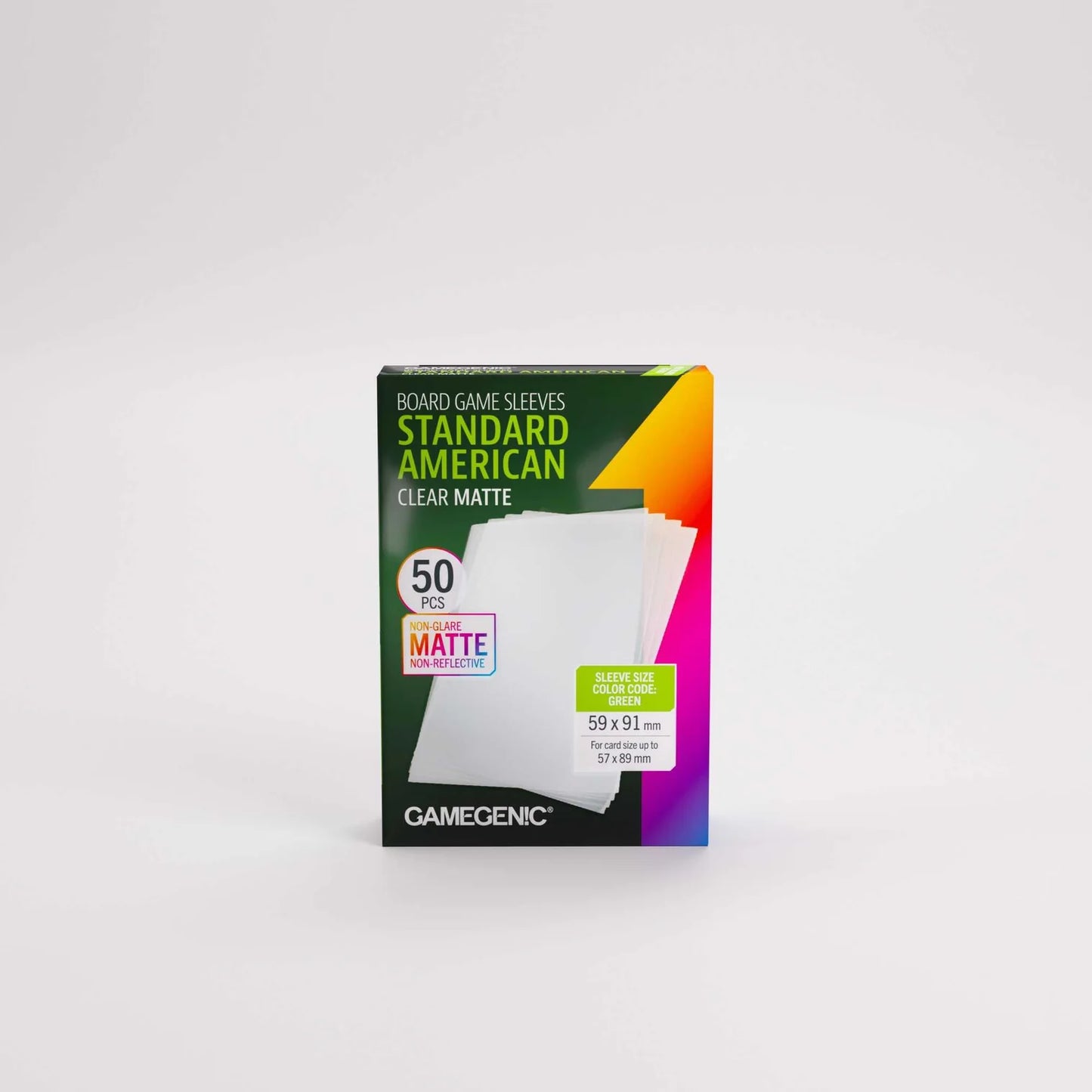 Box of Gamegenic Standard American board game sleeves on a white background