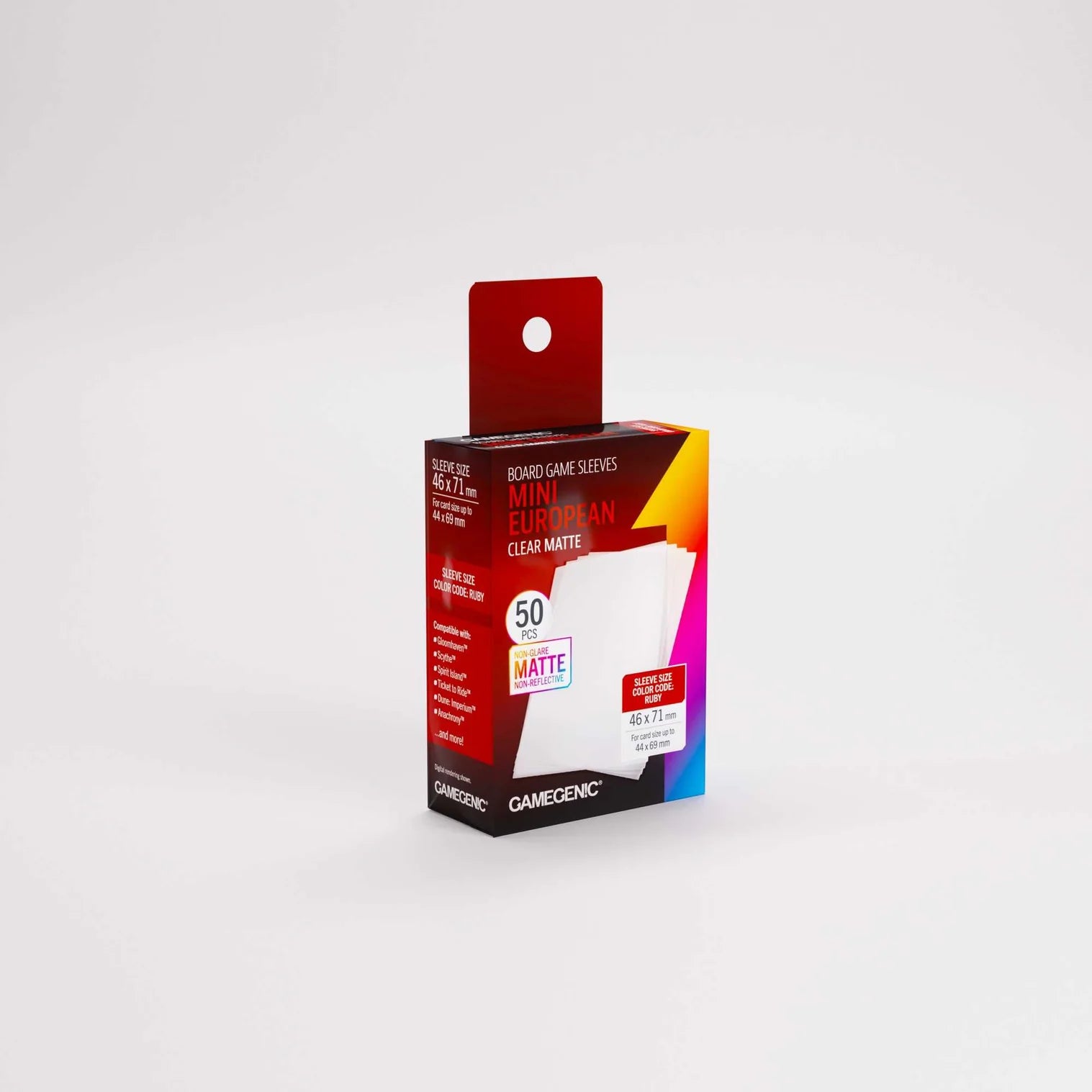 Box of Gamegenic board game sleeves on a white background