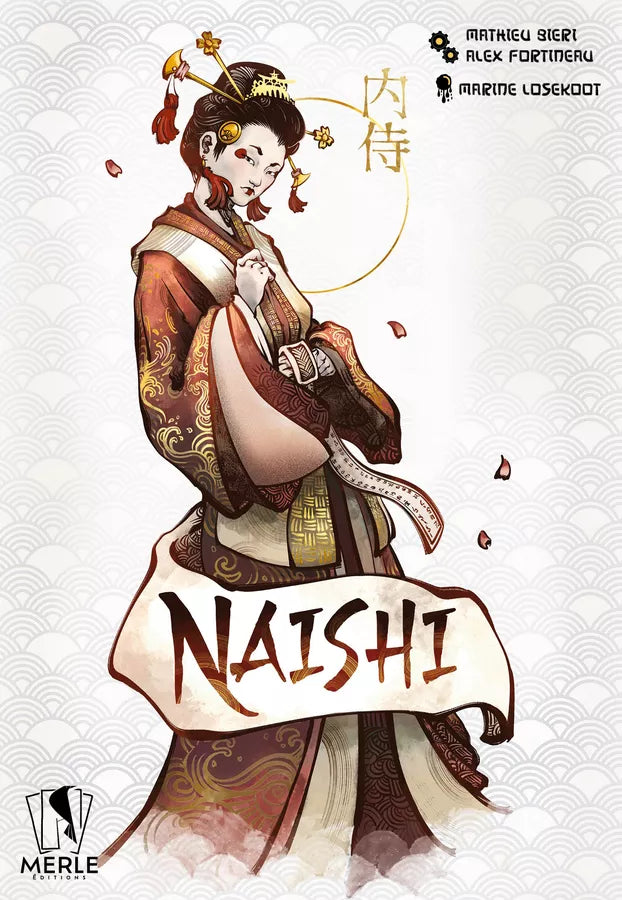 Board Game cover of 'Naishi' featuring an illustrated character in traditional attire on a light background.