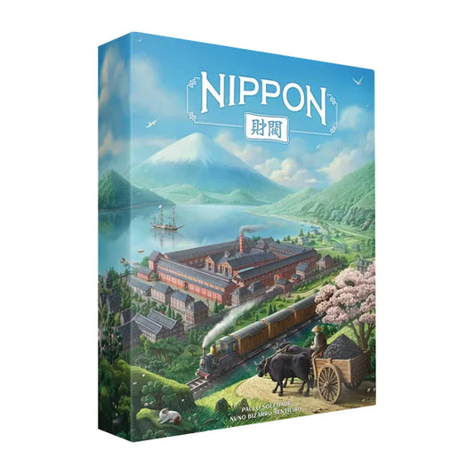 Board game box titled 'Nippon' with a scenic illustration on a white background