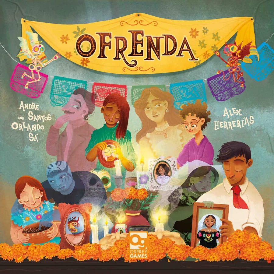 Cover of 'Ofrenda' with illustrated characters and colorful design elements.